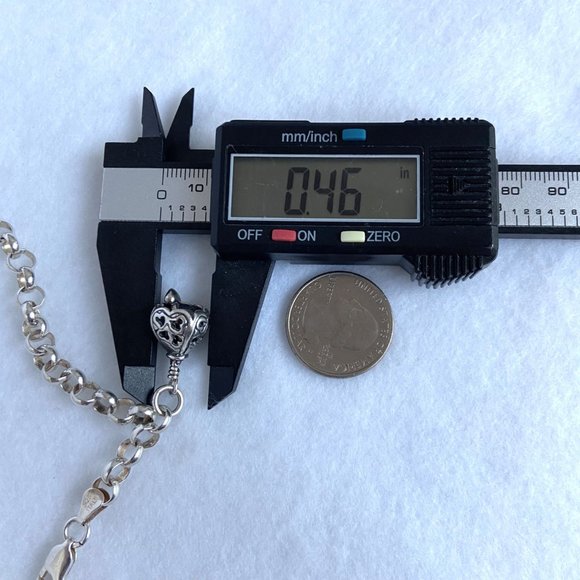 Sterling Silver 925 AGI Italy 6MM Rolo Link Bell Charm Bracelet Size 8" 13.5g - Picture 17 of 17